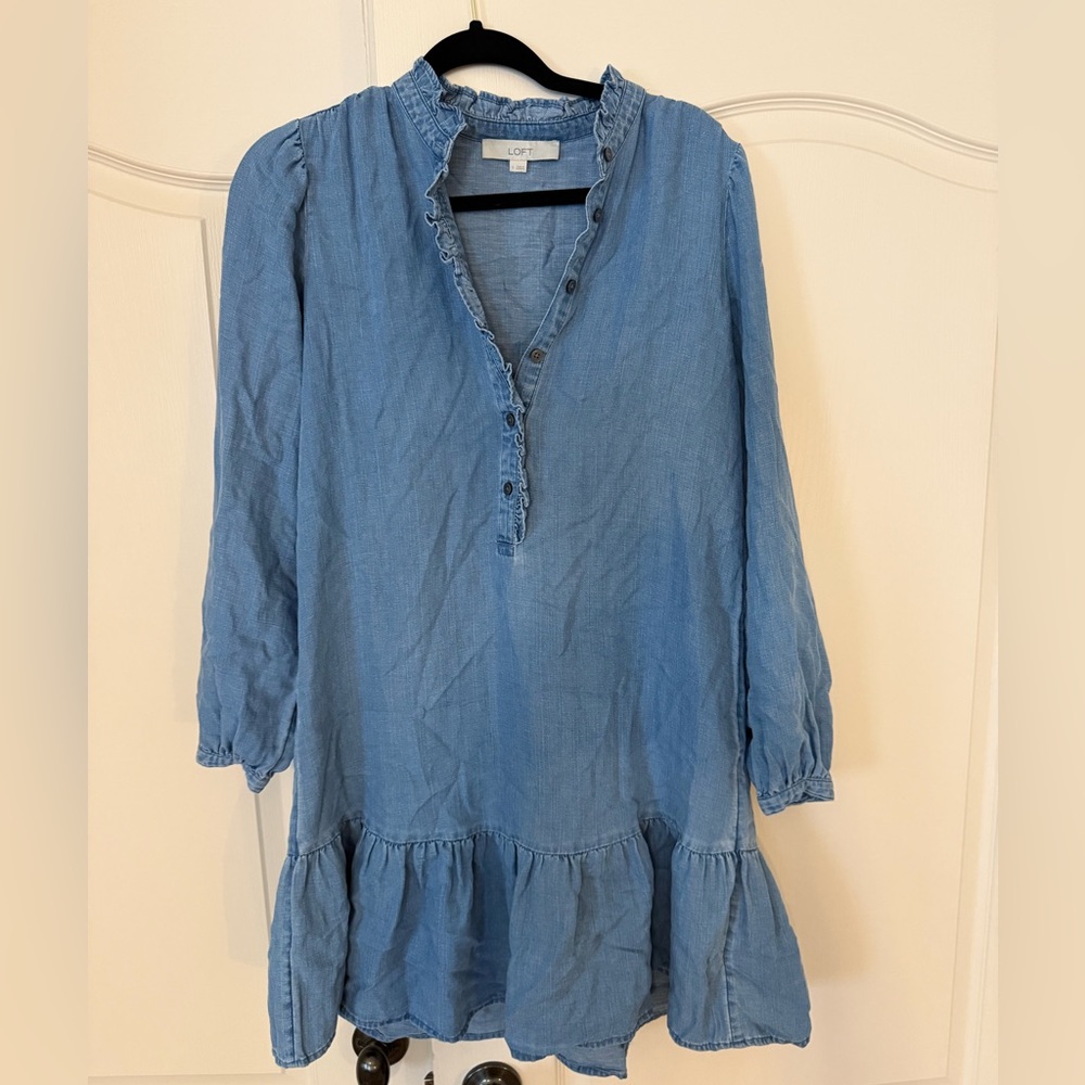 LOFT Denim Blue Tiered Dress- loose!